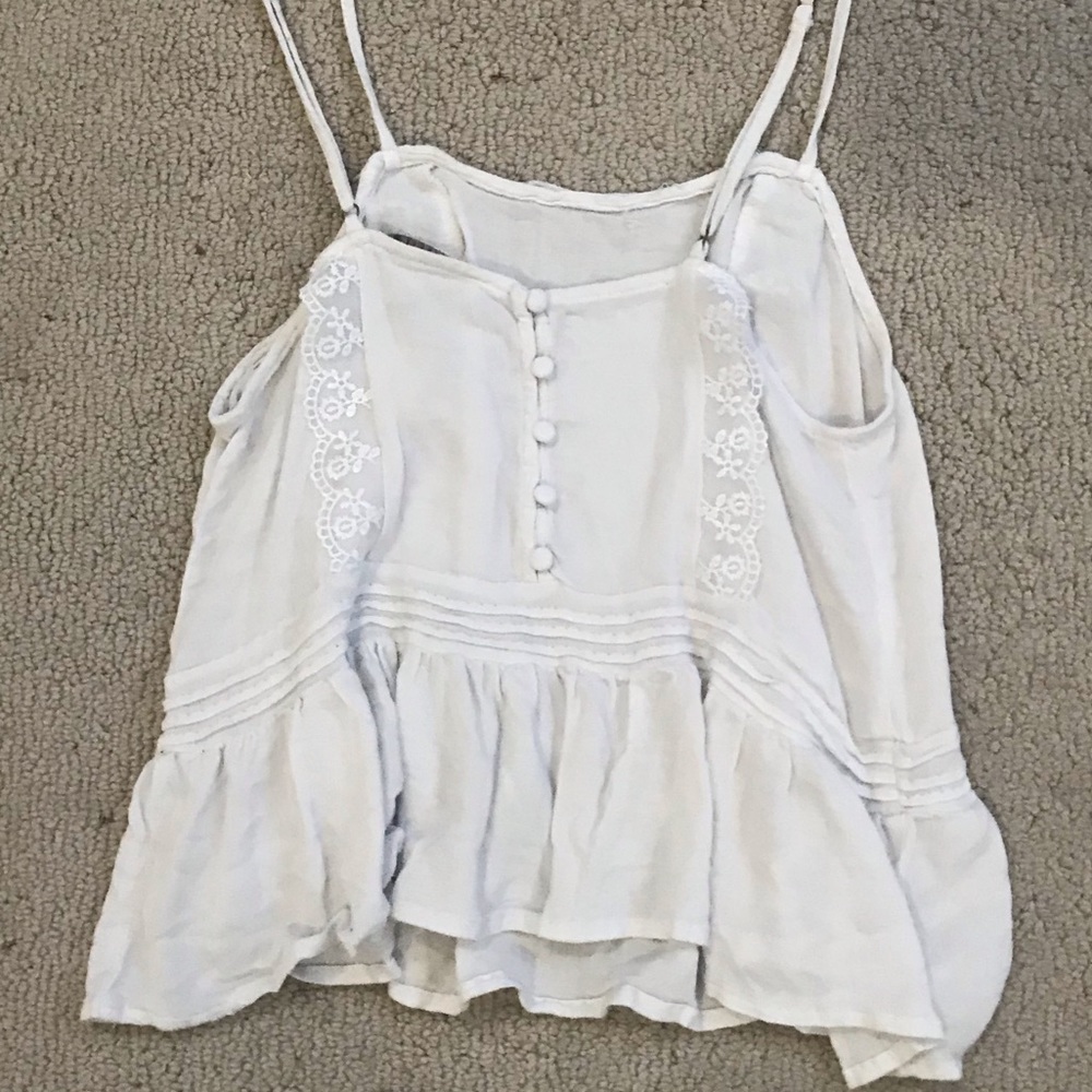 white blouse tank top with lace and buttons